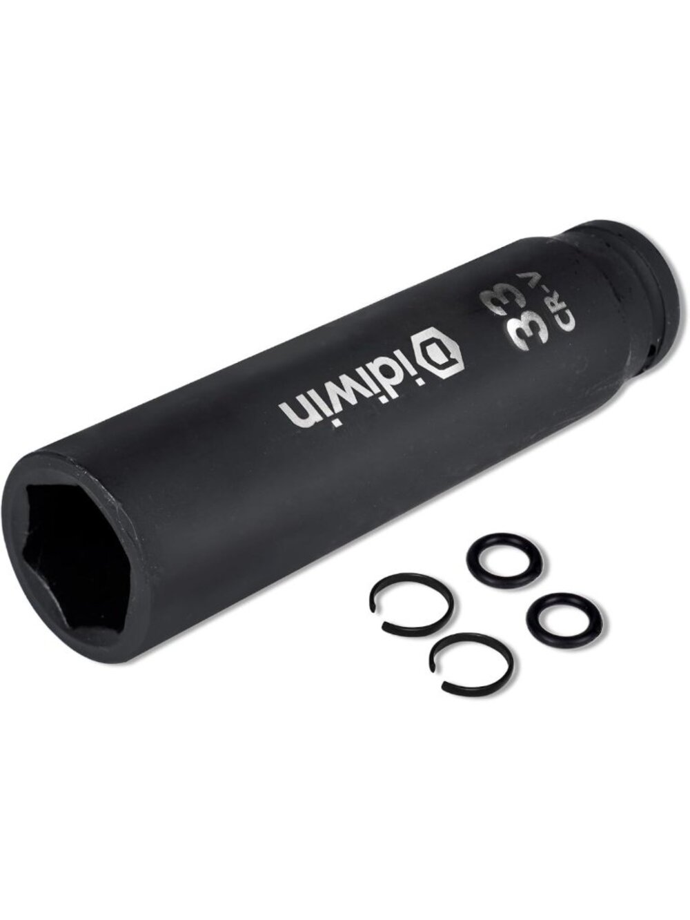 33mm Extra Deep Impact Socket, 3/4" Drive, 8" Long, 6-Point, Heat Treated Cr-V
